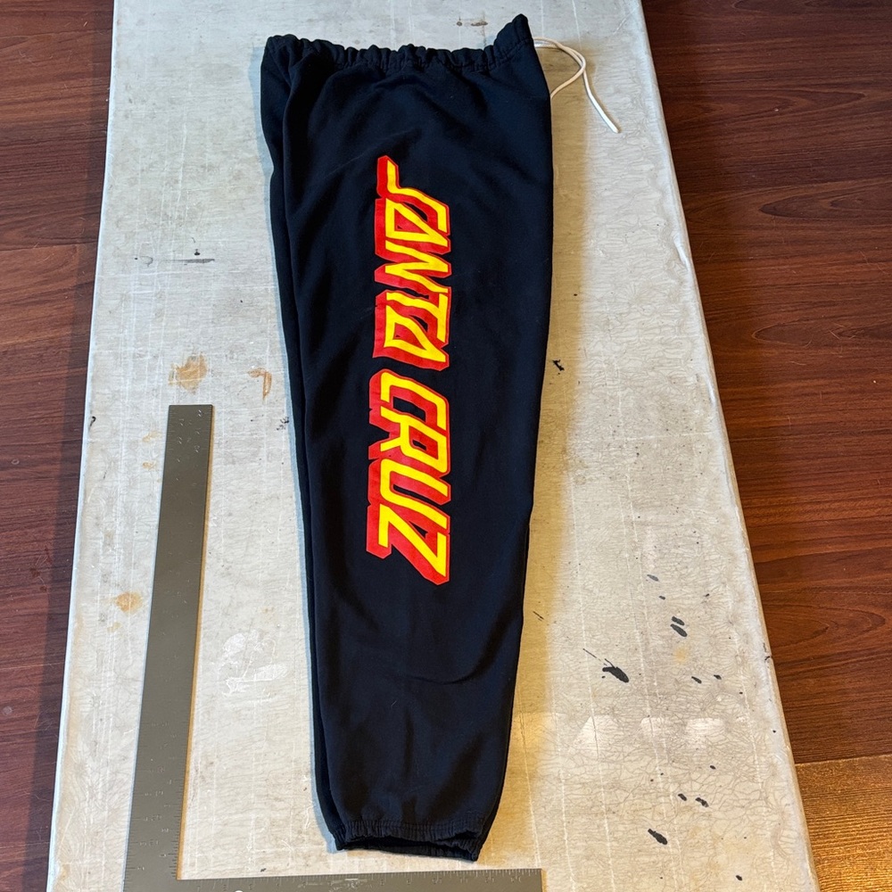 Original Black Santa Cruz Sweatpants with Red and Yellow Side Logo